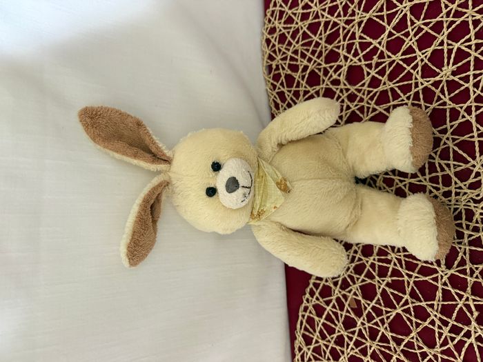 Peluche Lapin Beige Marron Jaune Bandana ALTHANS CLUB - photo numéro 4