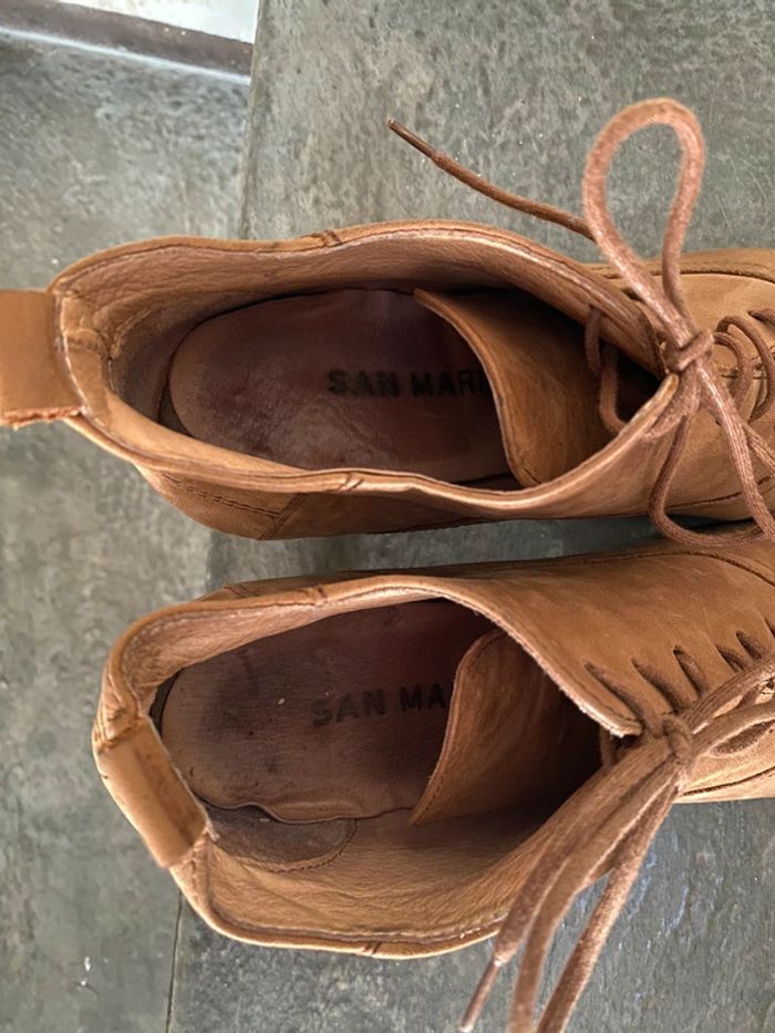 Bottines en cuir daim beige camel San Marina 37 - photo numéro 8