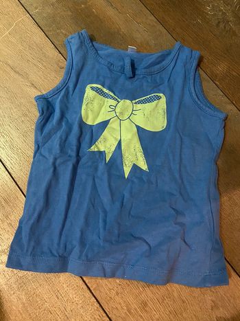Débardeur fille bleu noeud vert 18 mois
