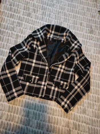 Veste blazer à carreaux noir et blanc laine Pimkie taille 38 M