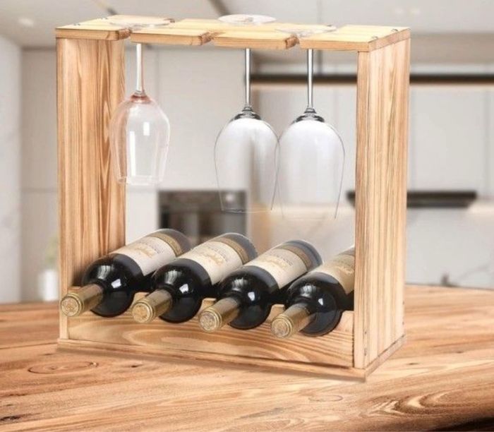 Rangement Bouteille, Casier à Bouteilles pour 4 Bouteilles,Range Bouteille Vin ou - photo numéro 2