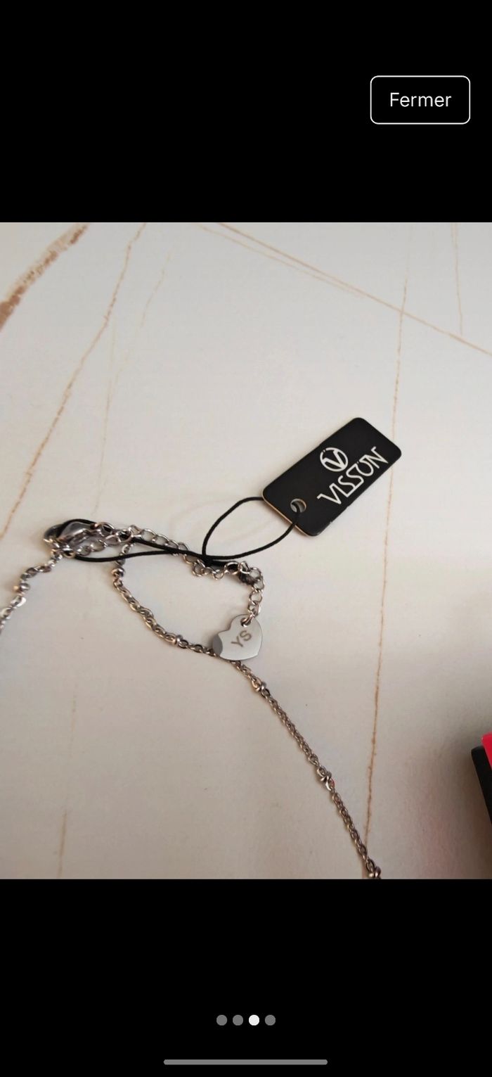 Collier et bracelet en argent strass Visson - photo numéro 3