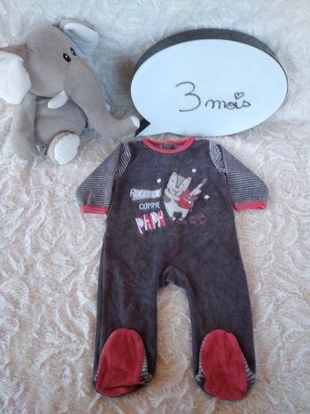 Pyjama grenouillère velours Garçon 3 mois Rockeur comme Papa guitare Gémo