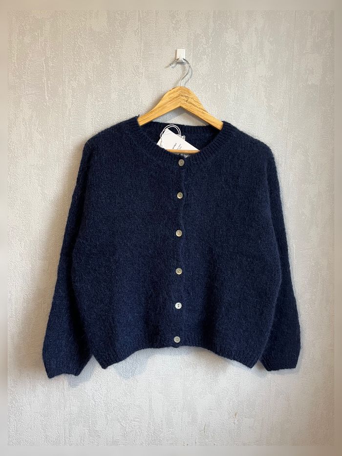 Gilet 40% mohair bleu marine