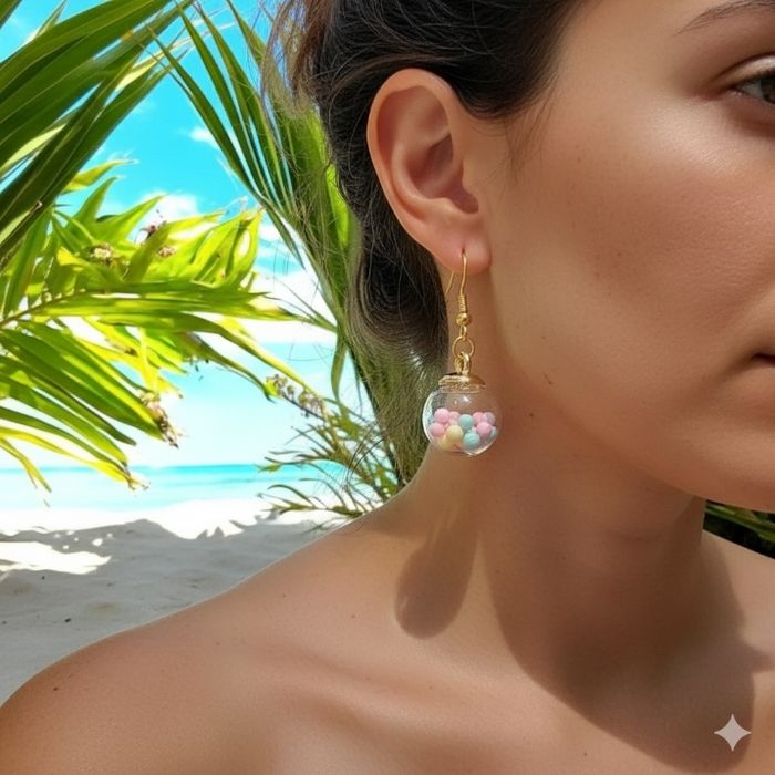 Paire de boucles d'oreilles en perles de verre