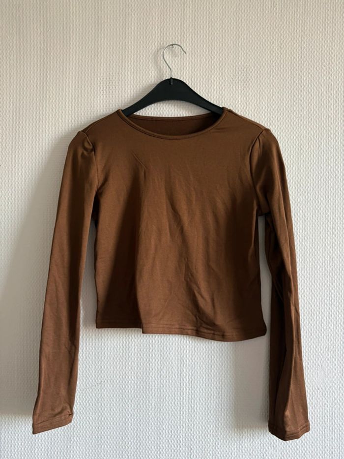 Manche longue court marron