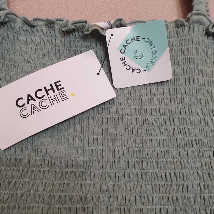 Joli haut femme Couleur vert olive Taille L Cache-cache - photo numéro 2