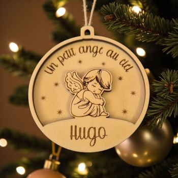 Boule de Noël en bois petit ange