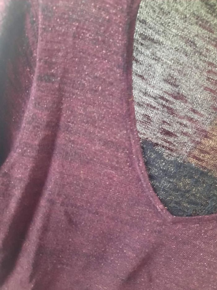Petit pull camaieu femme mauve à pailettes taille M - photo numéro 2