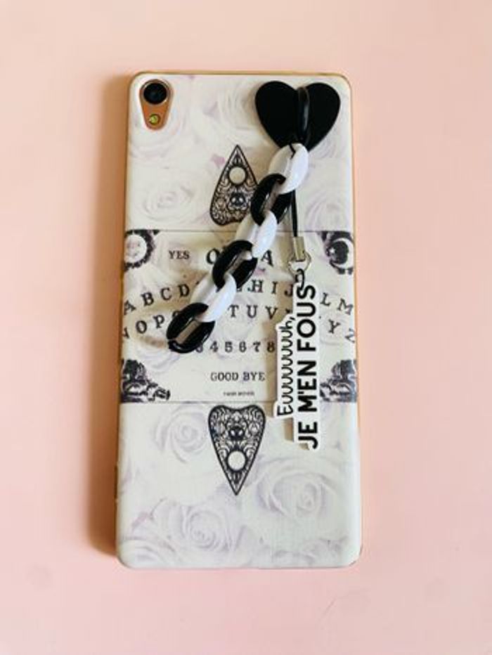 Attache Strap Phone Coeur noir et blanc - photo numéro 3