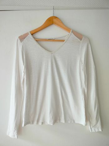 T-shirt blanc manches longues Cache Cache