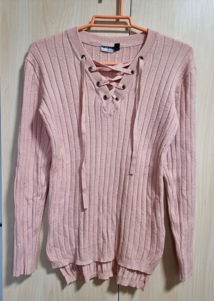 Pull rose col V