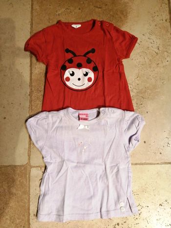 Lot de 2 t shirt manches courtes fille en 6 mois
