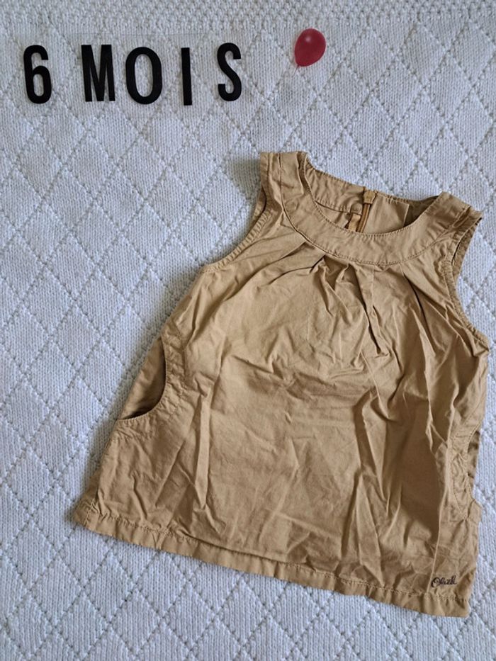 Robe grosses bretelles kaki Obaïbi fille 6 mois