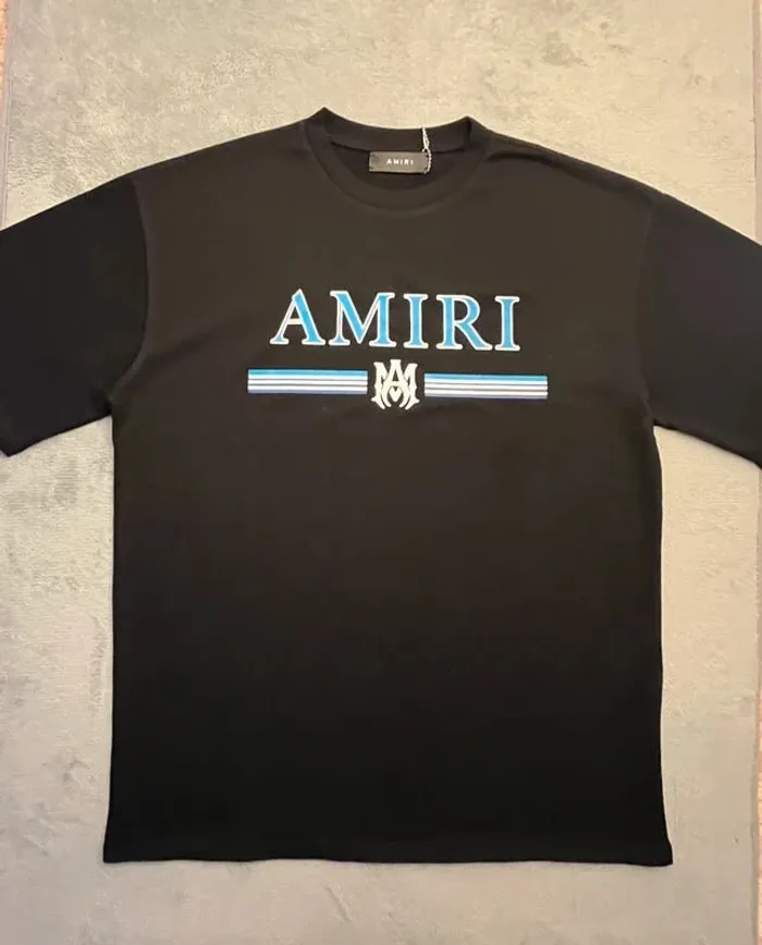 T-shirt Amiri Crewneck – Noir – Big Logo Bleu – Taille L - photo numéro 2
