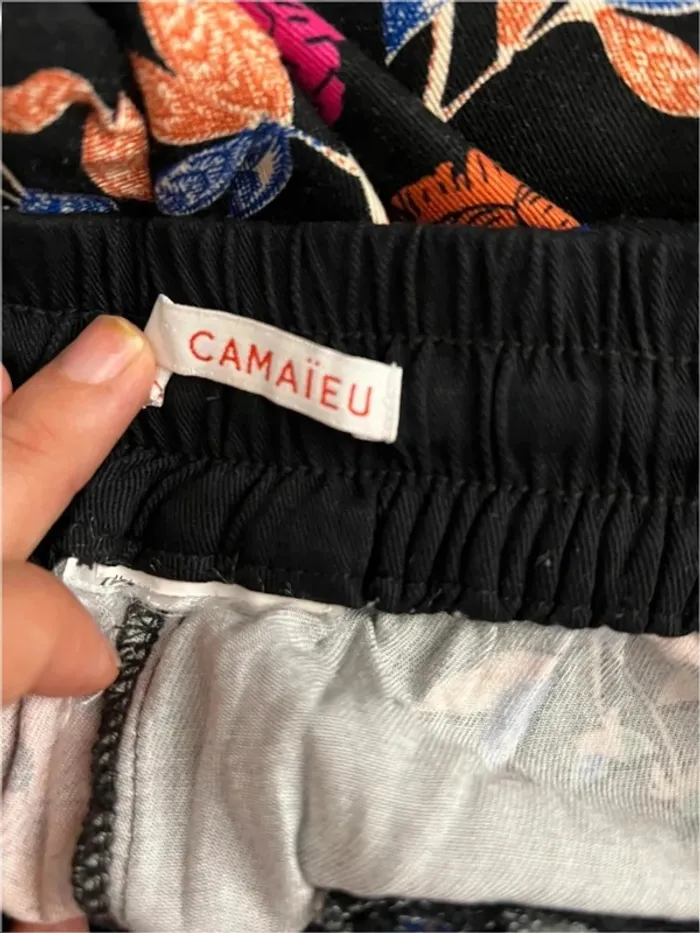 Pantalon noir fleuri rose Camaieu - photo numéro 6