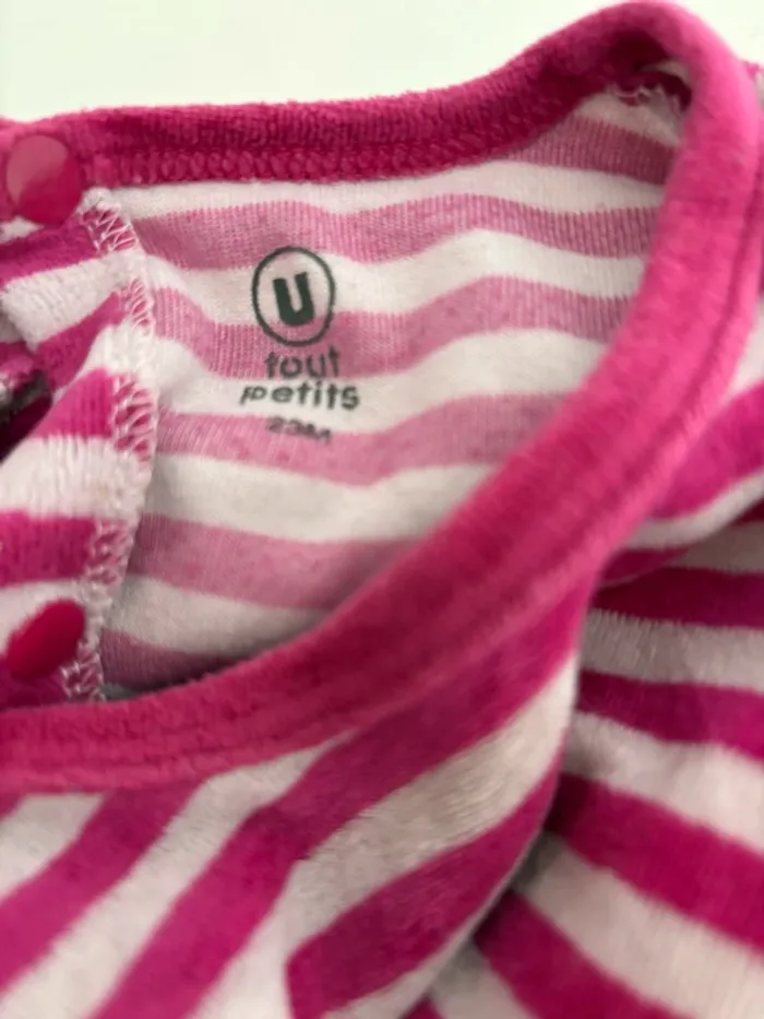 Pyjama rayé blanc et rose – U Tout Petit – Taille 23 mois - photo numéro 3
