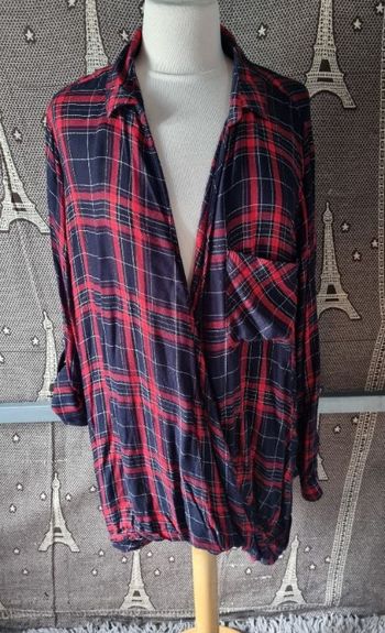 Chemise ouverte à carreaux style écossais manches retroussable taille 56