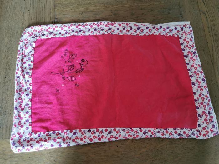 Housse de couette et taie d'oreiller bébé enfant fille lapin rose et blanc 100 X 165 cms - photo numéro 5