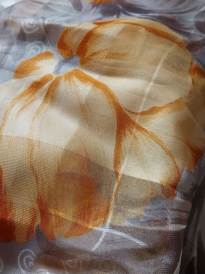 Foulard Carré à Fleurs orange pour Femme vintage - photo numéro 2