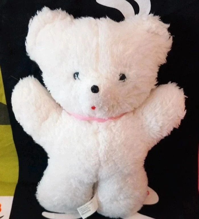 Peluche vintage ours blanc Minouche France 25cm