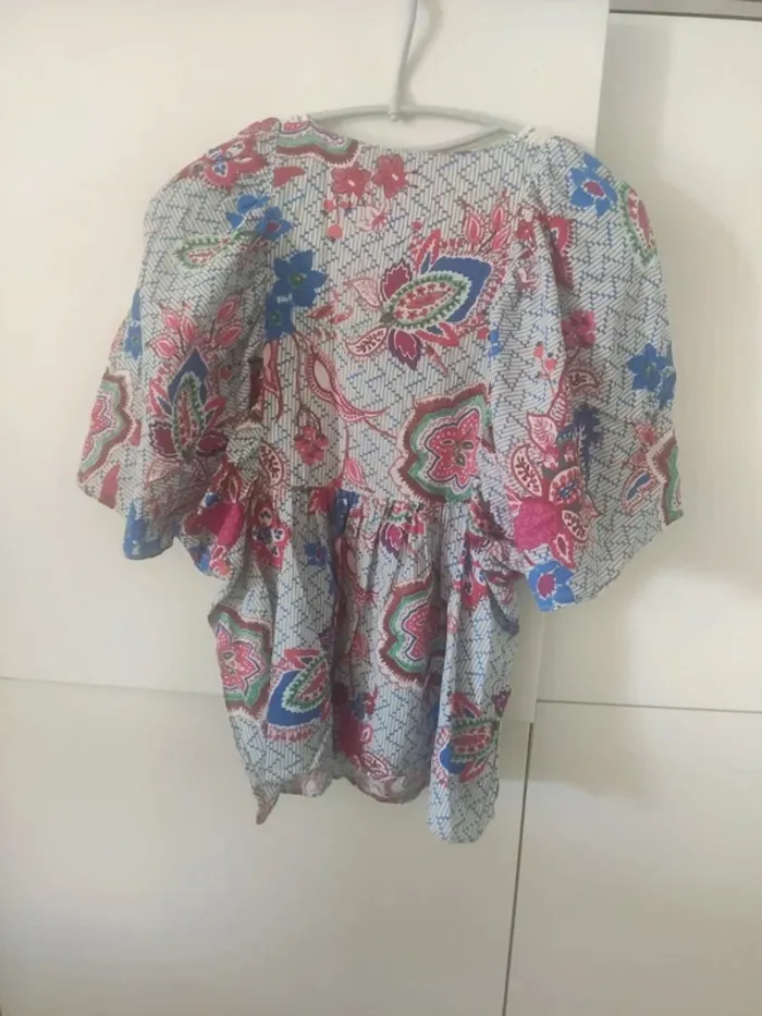 Zara top chemisier fleurie broderie M - photo numéro 8