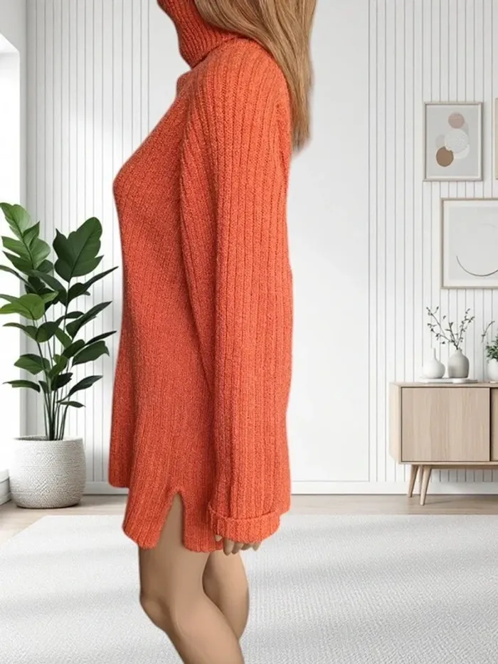 .pull long col roulé Renatto Bene orange Taille unique - photo numéro 5