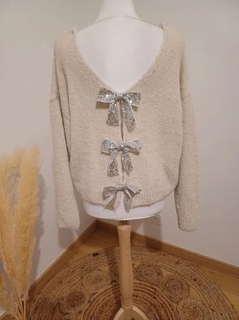 Pull chaud beige/crème avec nœuds au dos M&G taille S/M 36/38