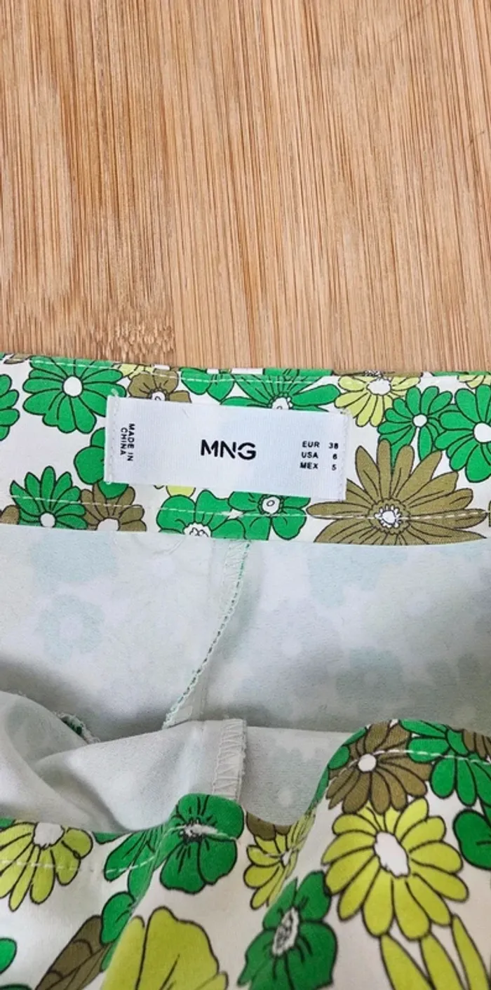 Pantalon Mango à motif floral vert et jaune - Taille 38 - photo numéro 8