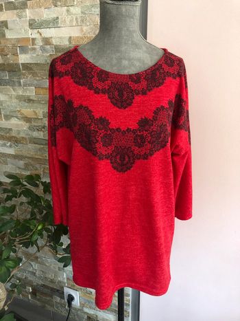 Pull fin rouge avec strass 40