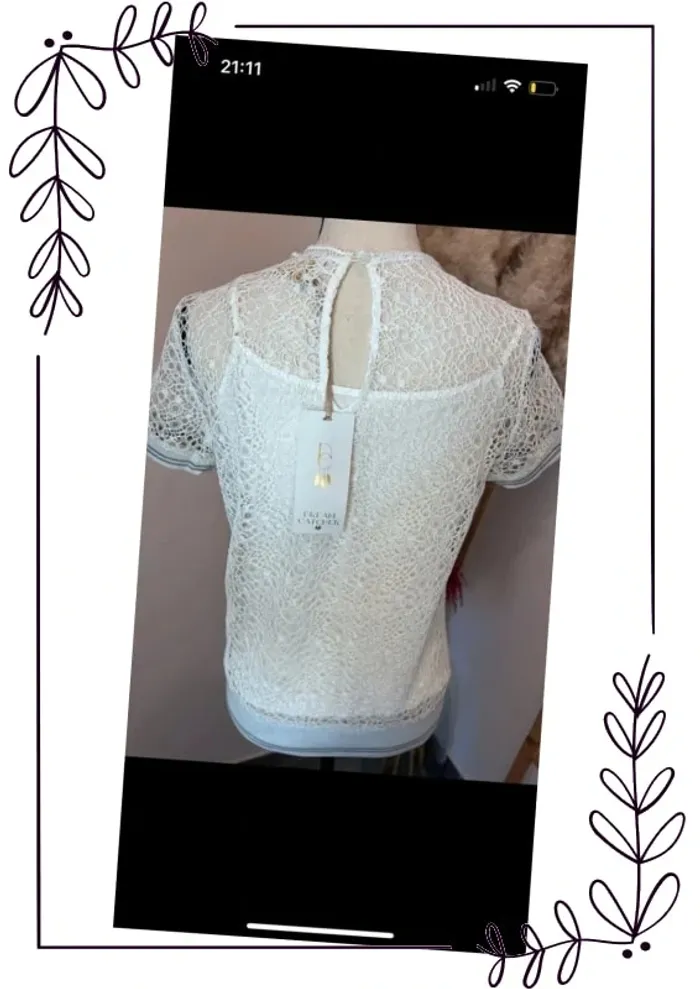 T-shirt blanc effet dentelle neuf - photo numéro 5