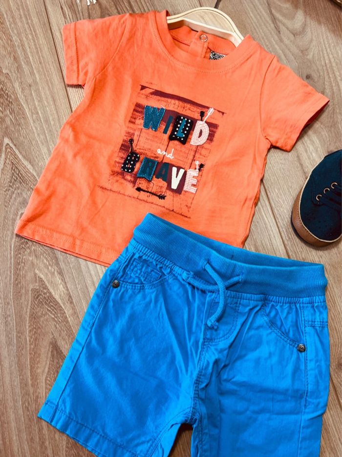 Taille 6 mois ensemble 2 pièces d’été garçon TAO orange et bleu * wild * 💙 - photo numéro 4