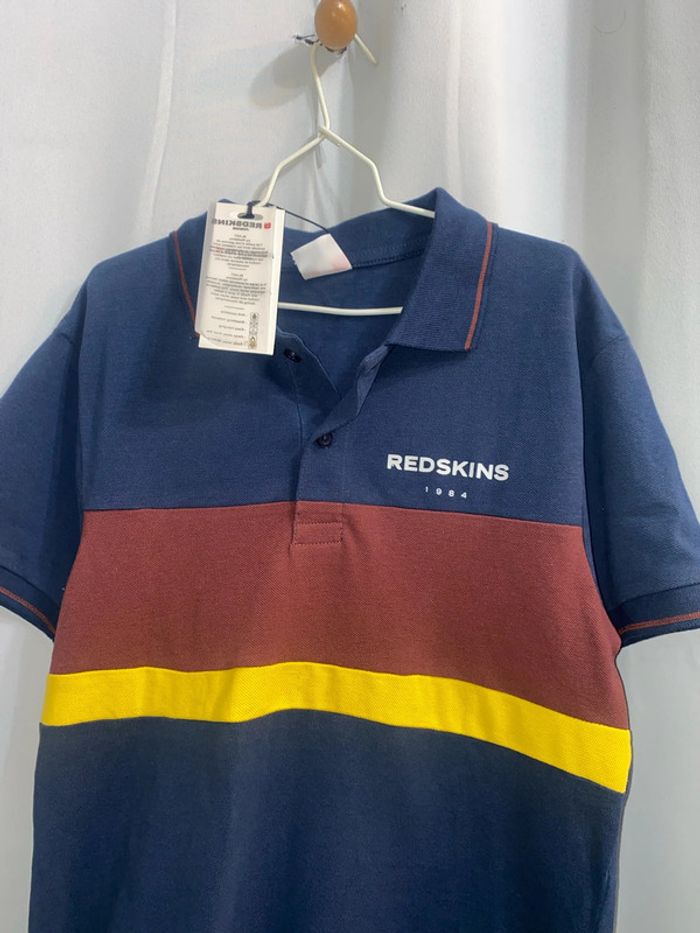 Polo rayé bleu/jaune/bordeaux Redskins Junior taille 12 ans neuf - n25m - photo numéro 2