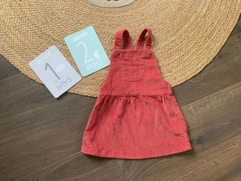 Robe salopette velours rose framboise TAO tape a l’œil 12 mois