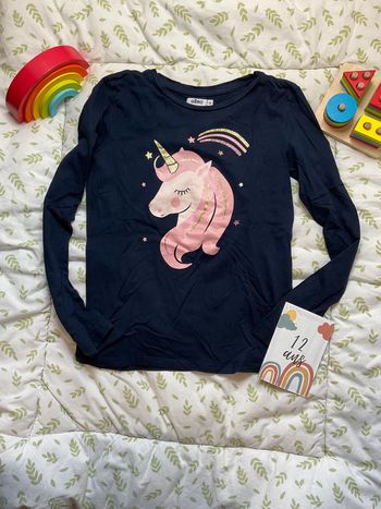 teshirt manches longues marine imprimé licorne 12 ans gémo