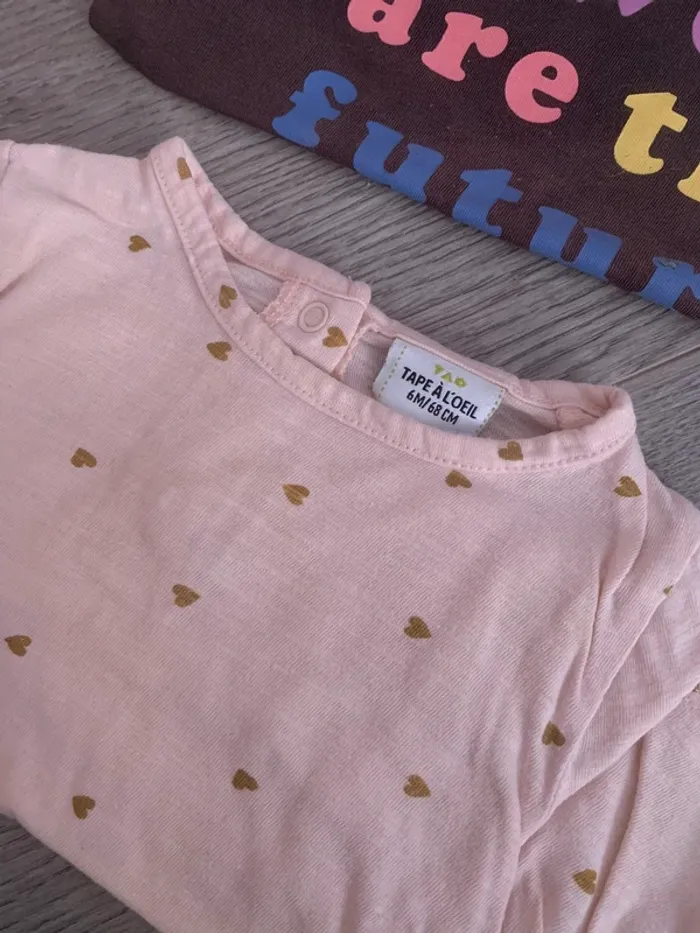 Lot de 4 t-shirts manches longues fille 6 mois - photo numéro 2