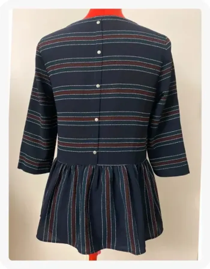 Blouse peplum bleu marine rayée Kiabi - photo numéro 3