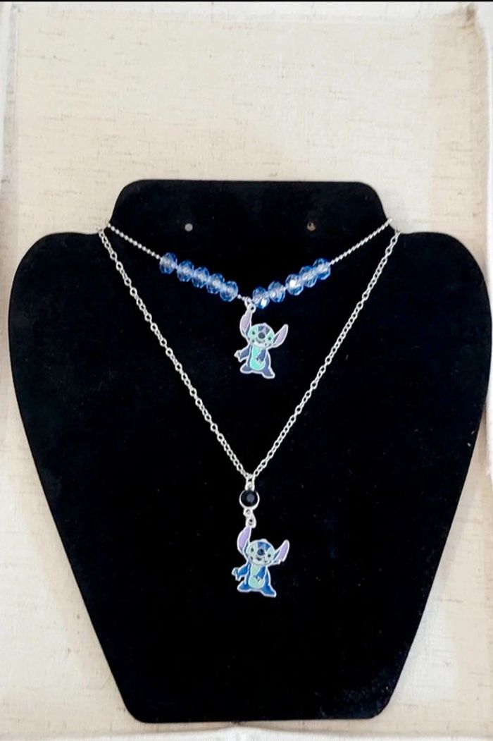 Set collier + bracelet Stitch – Bijoux Disney bleus - photo numéro 2