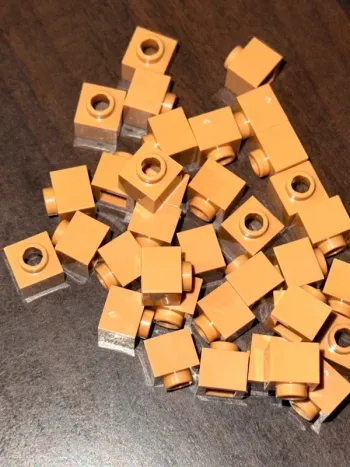 30 Lego Brick, Modified 1 x 1 x 2/3 with Open Stud ref 86996 Medium Nougat  Jamais utilisé