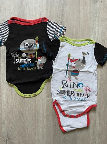 Lot de 2 bodies MC 9M petit béguin