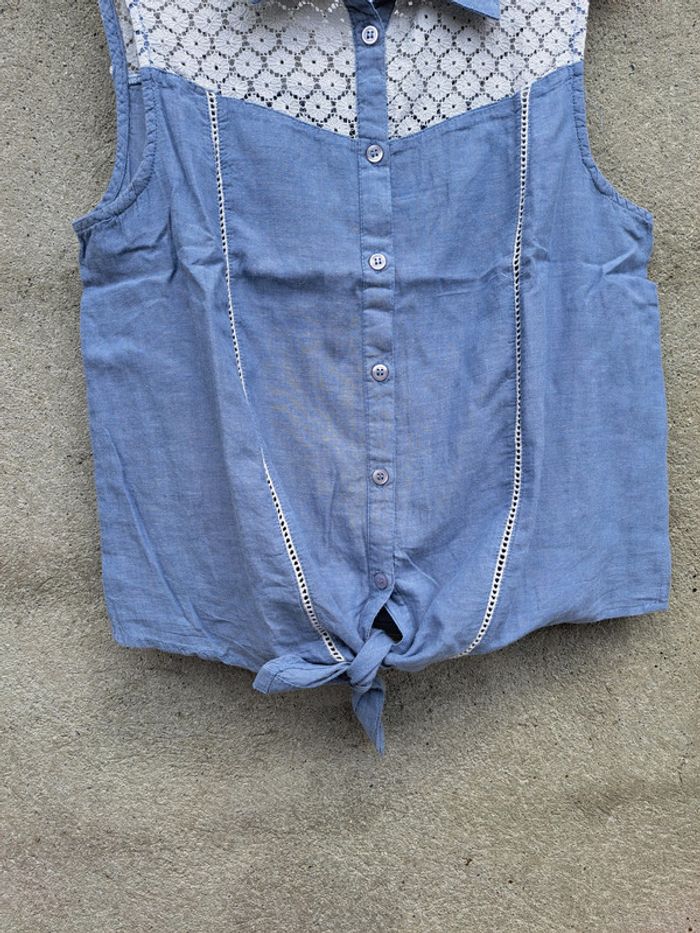 Chemise bleue avec dentelle - photo numéro 4
