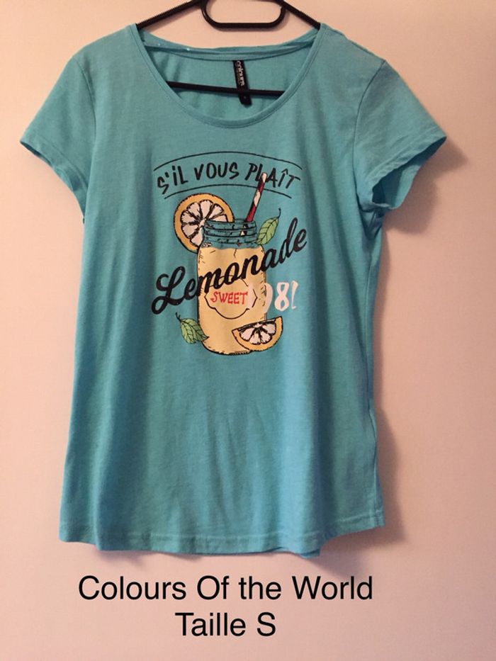 T-shirt turquoise « s’il vous plaît Lemonade » Colours Of the World Taille S