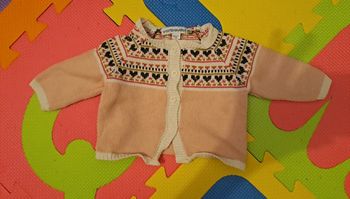 Gilet orange cœur, vertbaudet, taille 1 mois (54 cm)