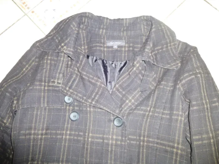 manteau veste trench noir a carreaux KIABI taille 40 - photo numéro 5