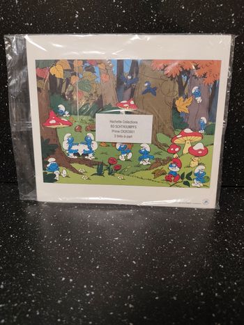 Lot 3 illustrations Schtroumpfs peyo tires à part hachette 