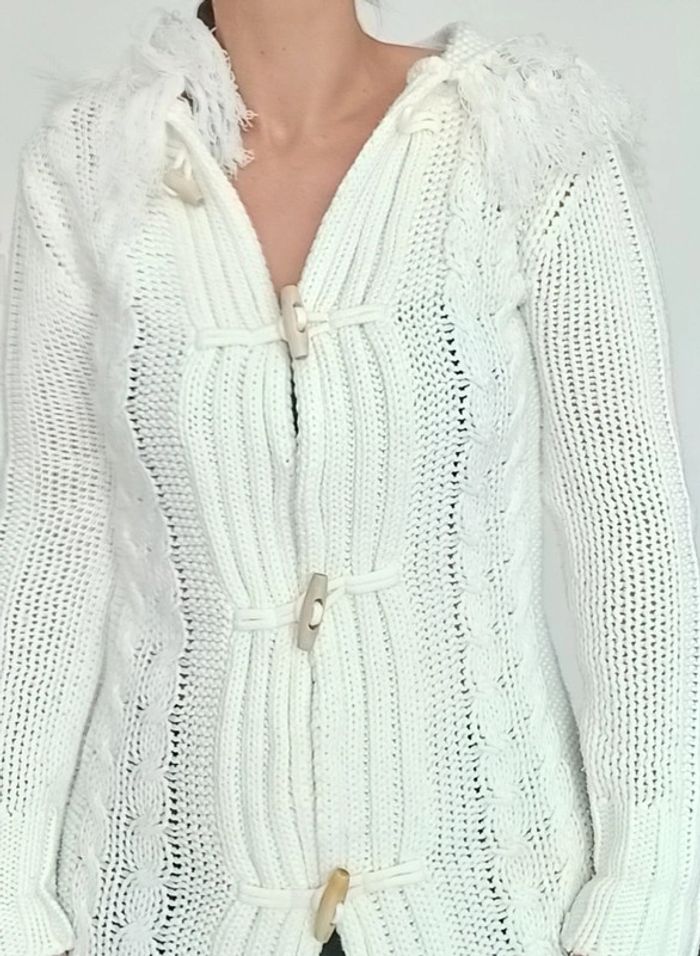 Gros gilet blanc frangé - photo numéro 7