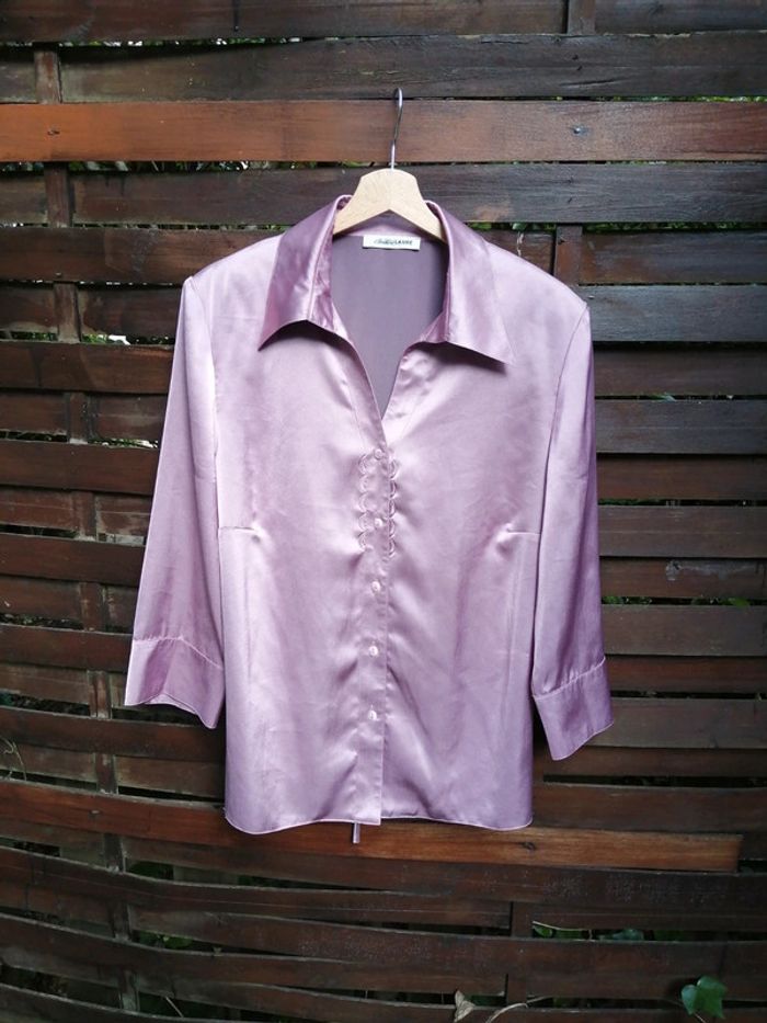 Chemise rose satinée - photo numéro 2