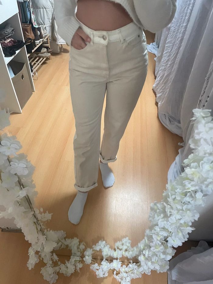Jeans taille haute bicolore - photo numéro 2