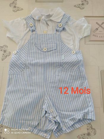 Ensemble salopette courte et t -shirt manches courtes 12 mois