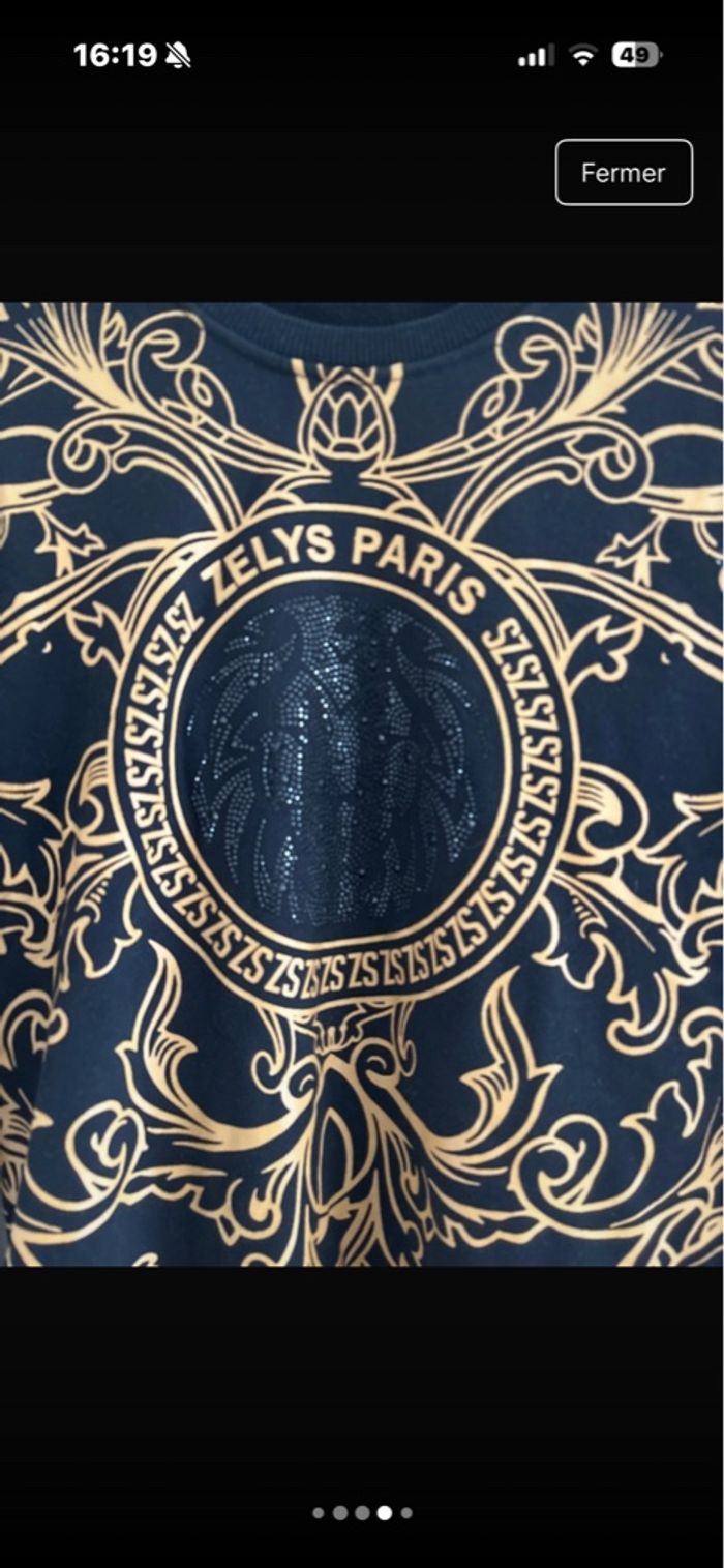 Pull ZELYS Paris - Noir & Or - Taille M unisexe M / 38 / 10 • Très bon état • Coton - photo numéro 3